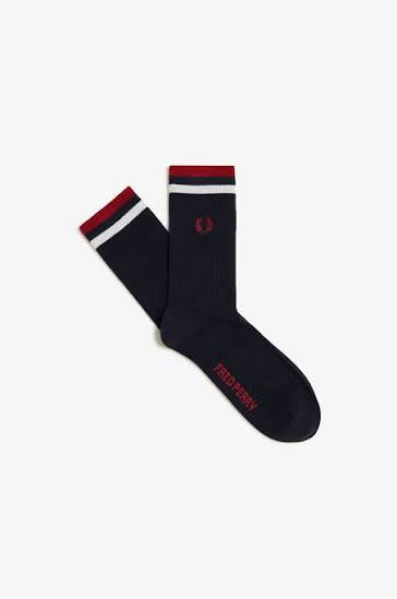 Tipped Sports Sock Navy/SnowWhite/Burnt Red