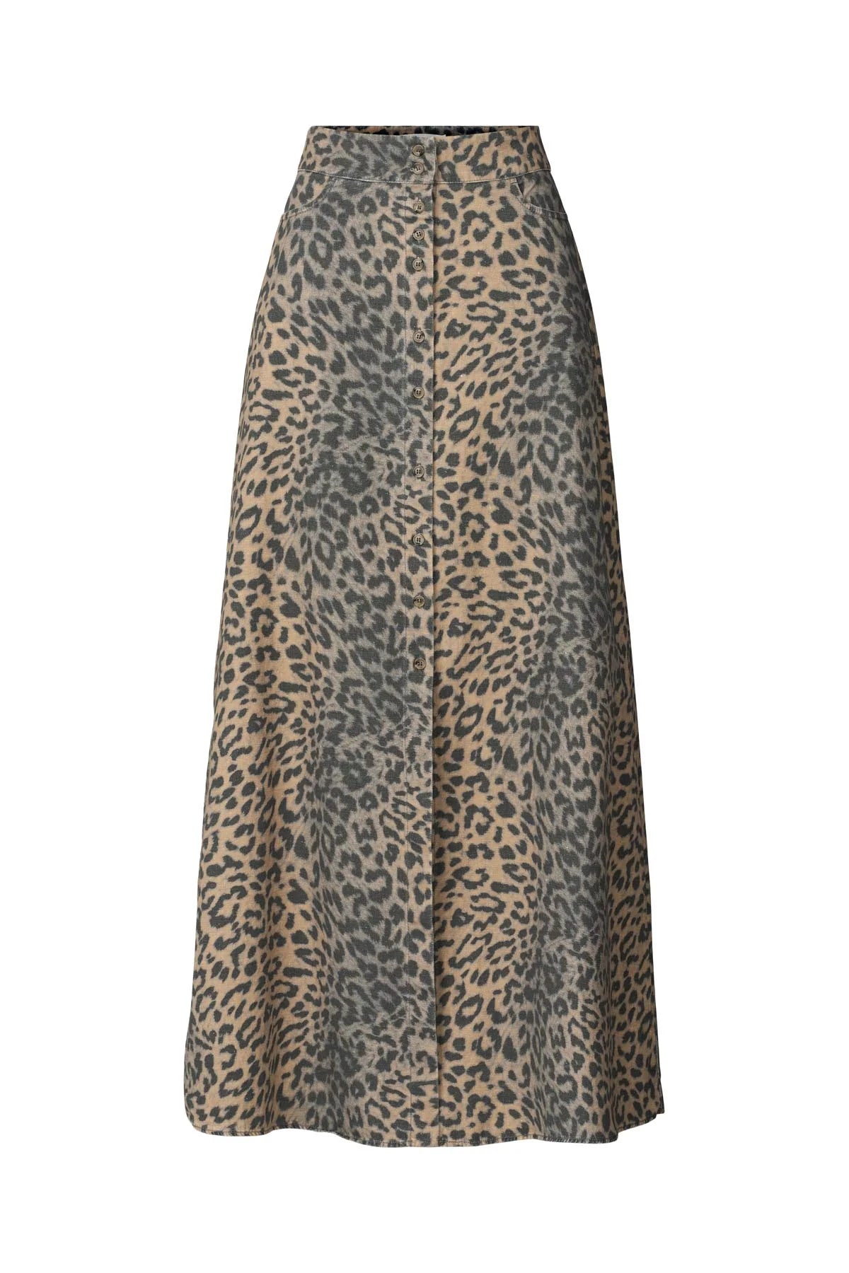 Natja Button Skirt - Leopard