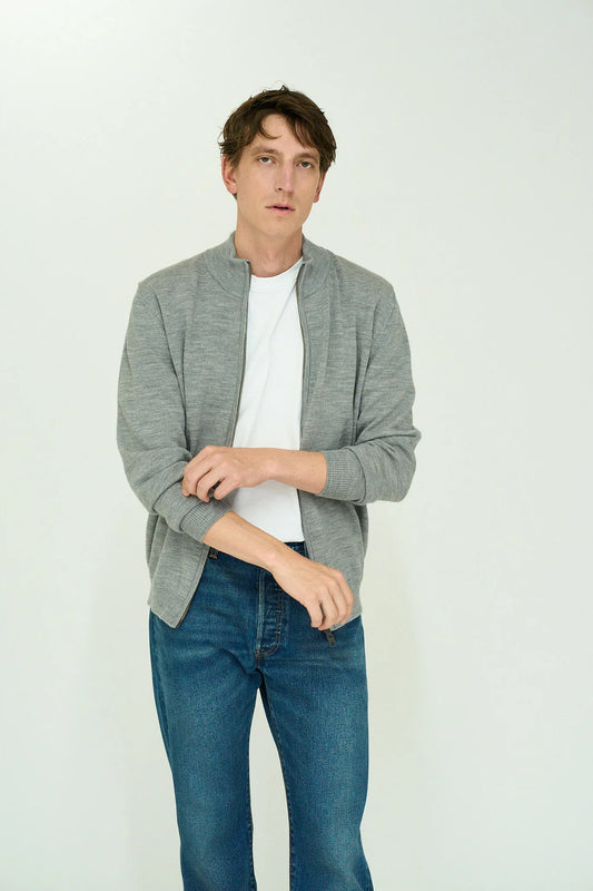 Light Grey Zip Through Cardigan