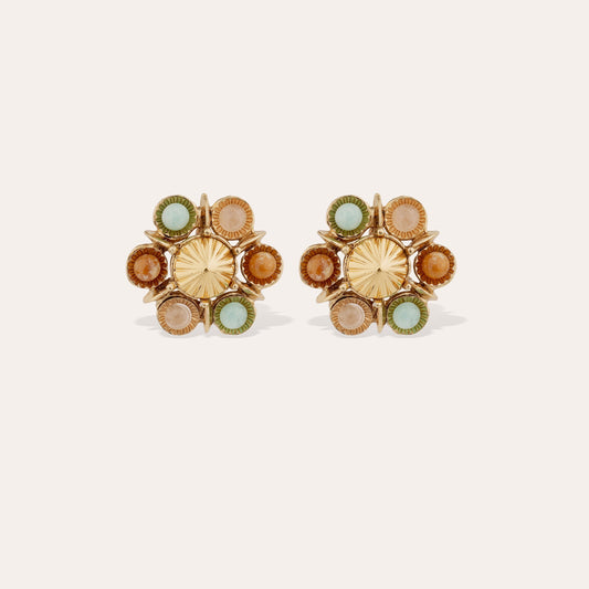Augusta stud earrings - Amazonite & Pink Quartz
