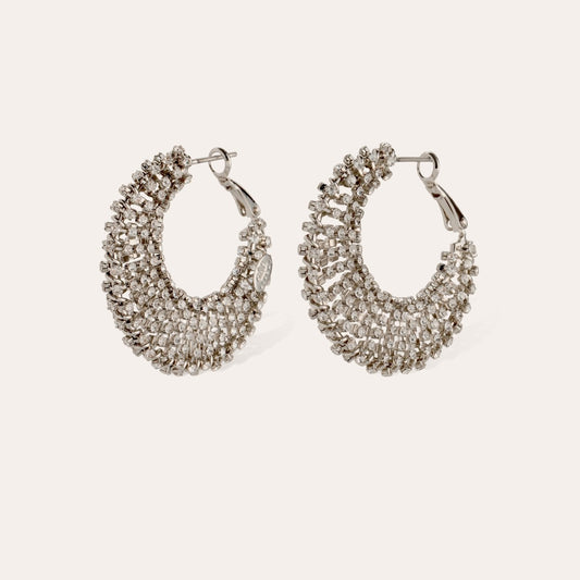 Izzia strass earrings rhodium finish