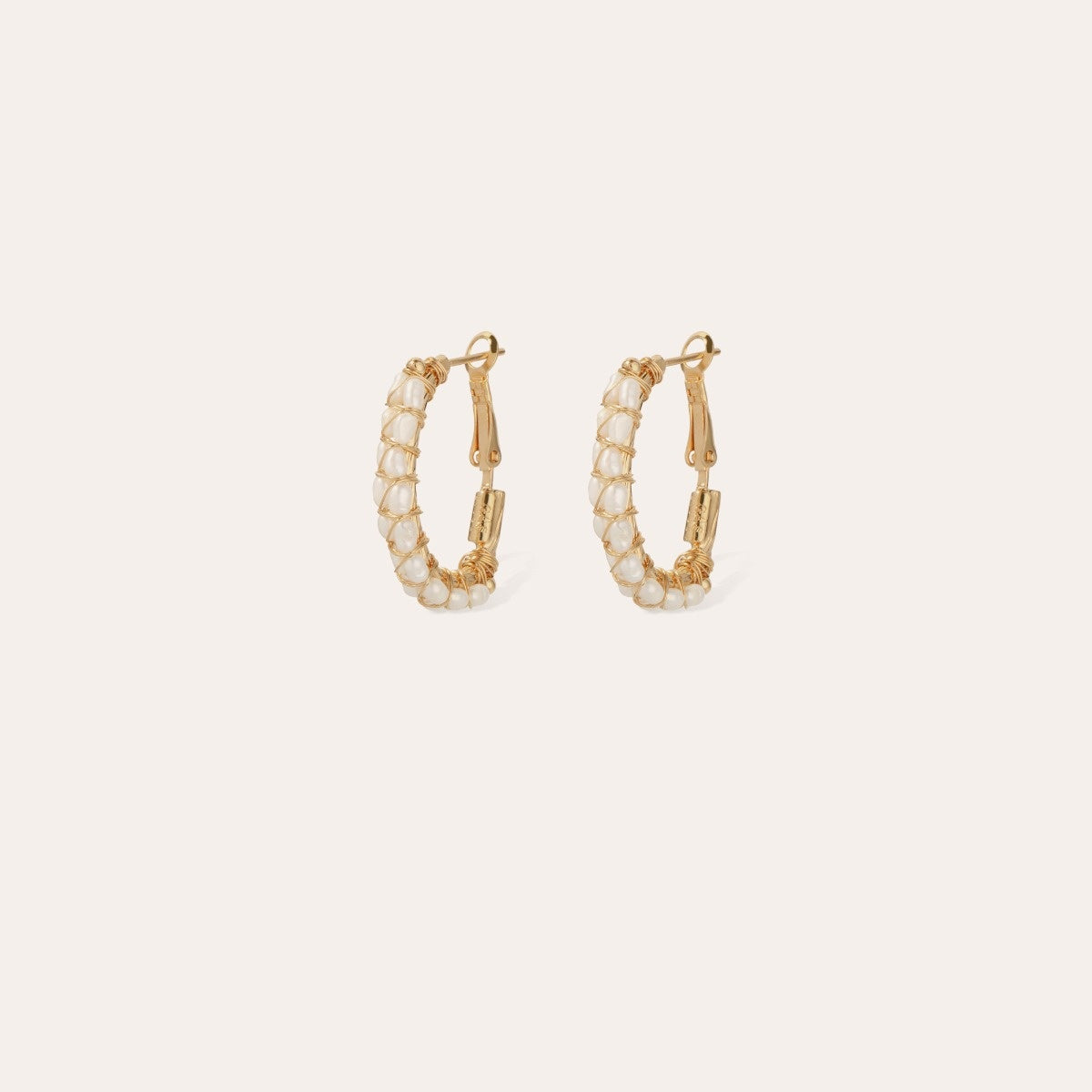 Lyre hoop earrings - White Mother-of-pearl