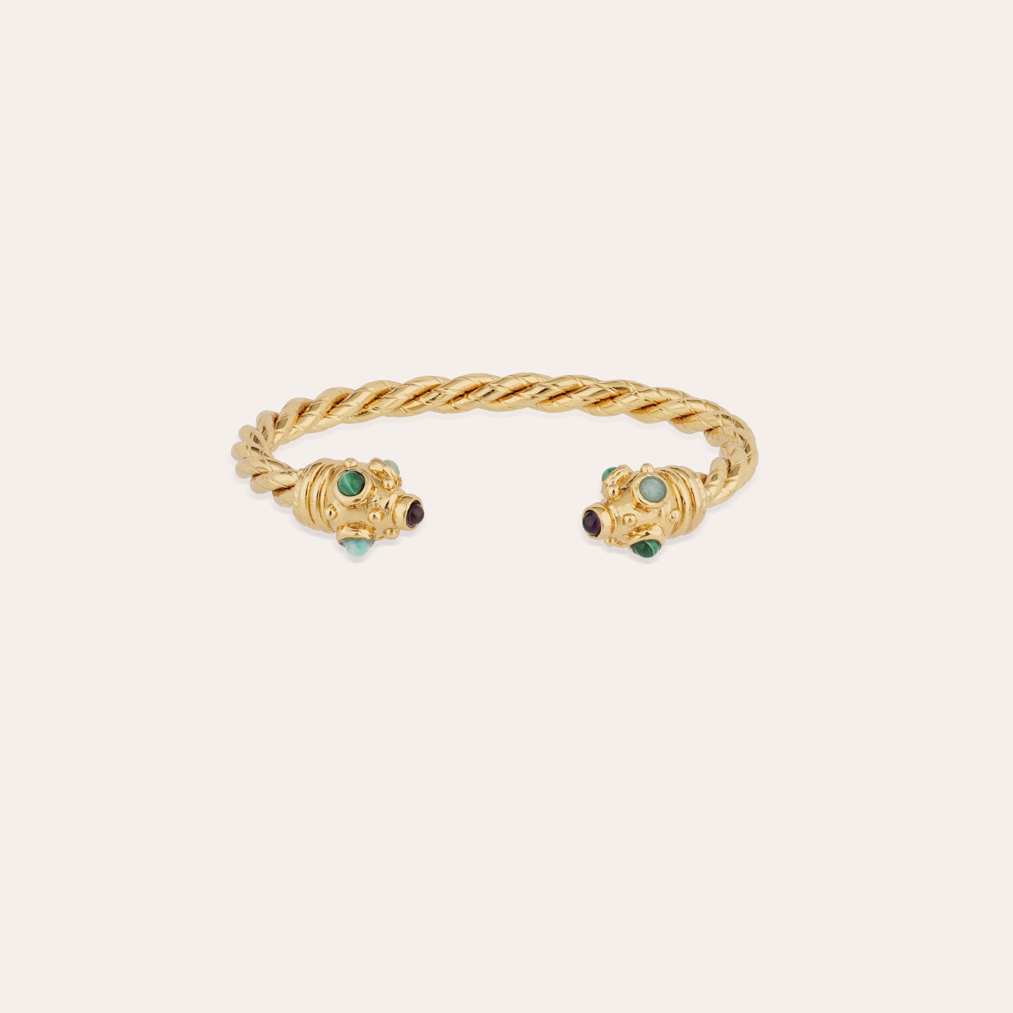 Amarante Torsade bangle bracelet - Amethyst & Green Jasper