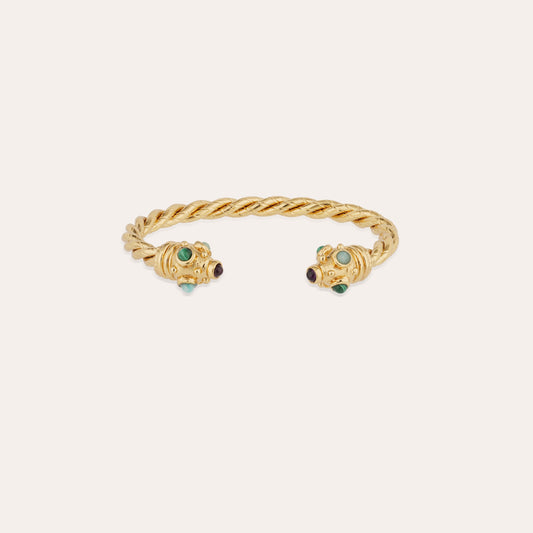 Amarante Torsade bangle bracelet - Amethyst & Green Jasper