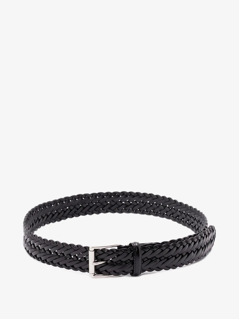 Black Woven Leather Belt