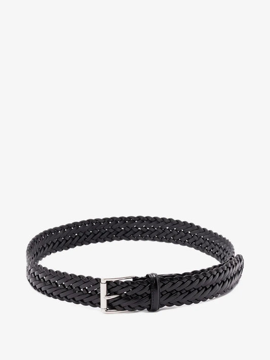 Black Woven Leather Belt