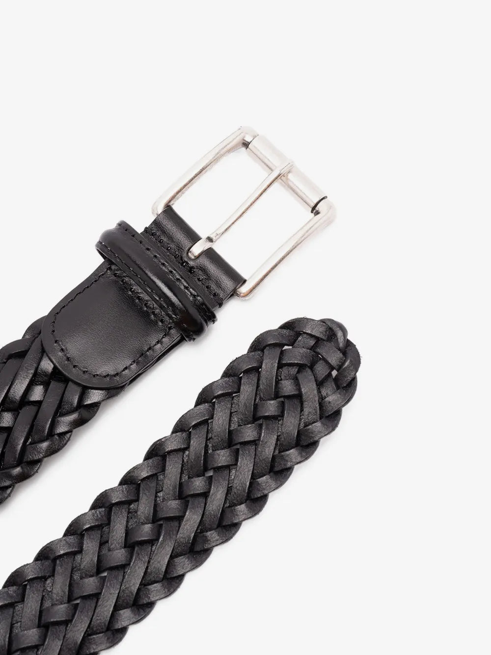 Black Woven Leather Belt