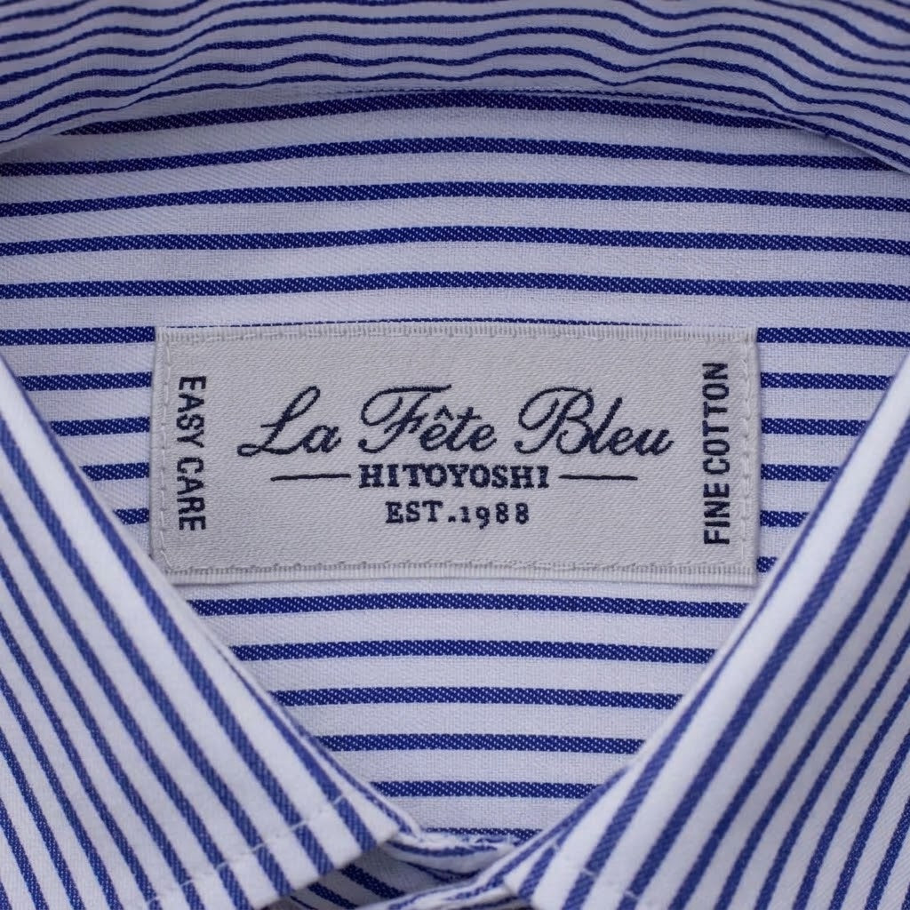 Blue Striped Wide Collar Shirt