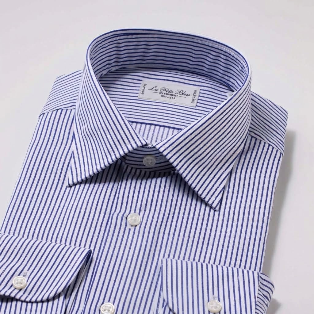 Blue Striped Wide Collar Shirt