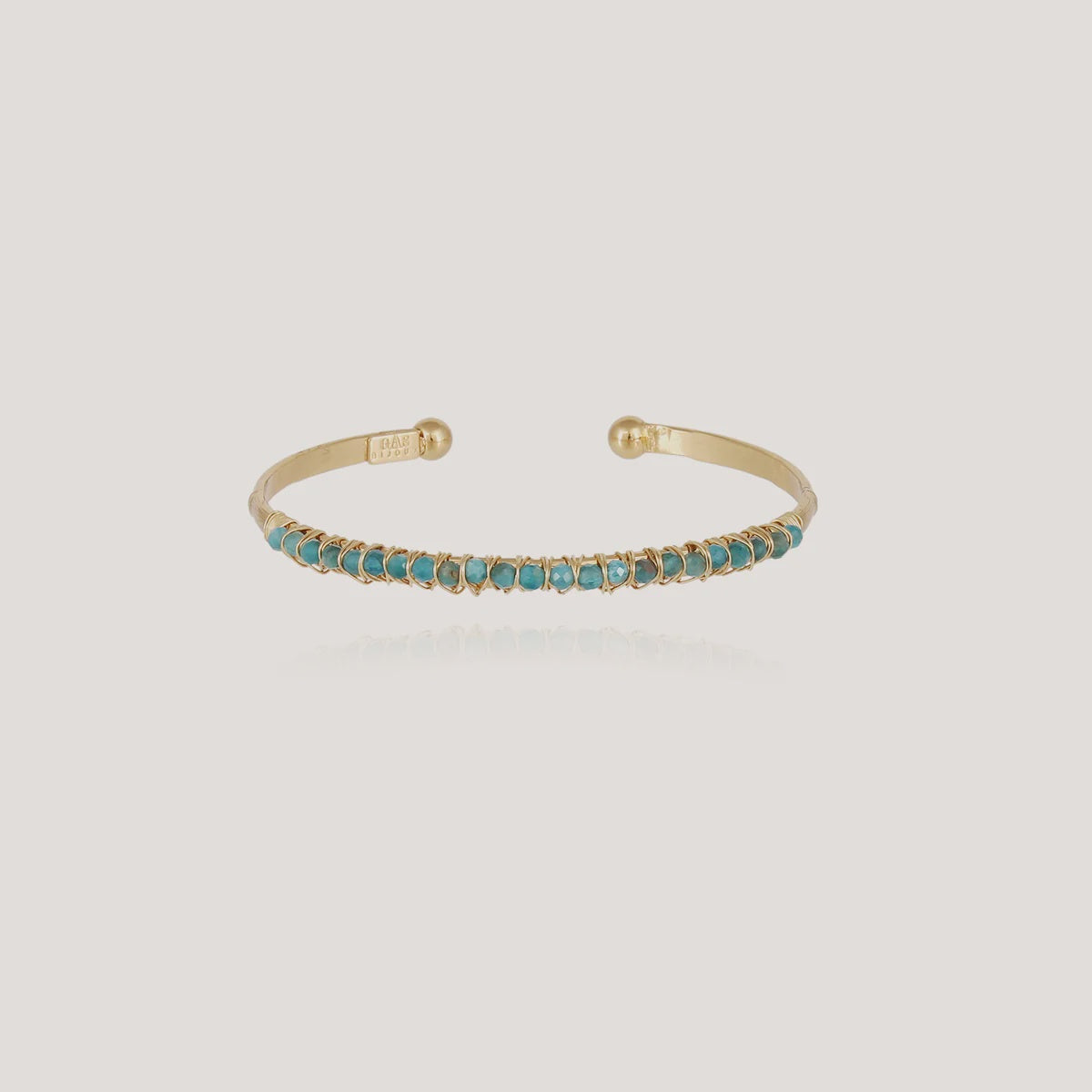 Small Lyre Bangle - Blue Apatite Gold-plated metal