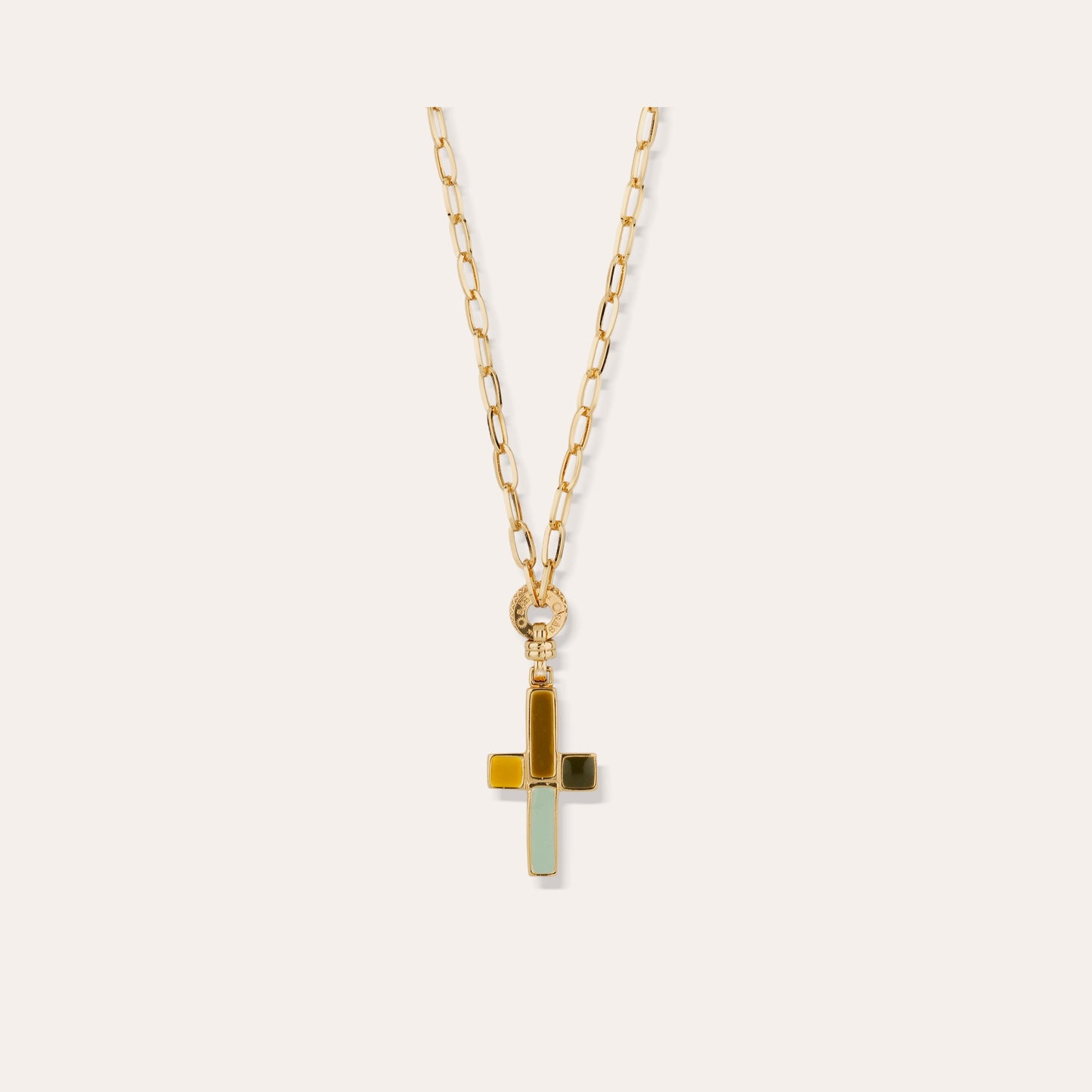 Croix enamel long necklace