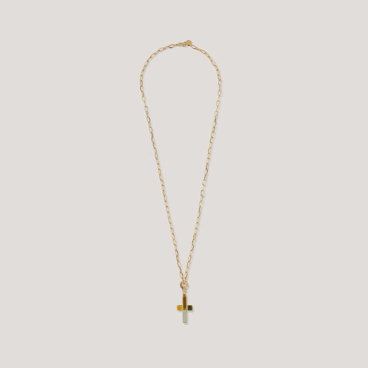 Croix enamel long necklace