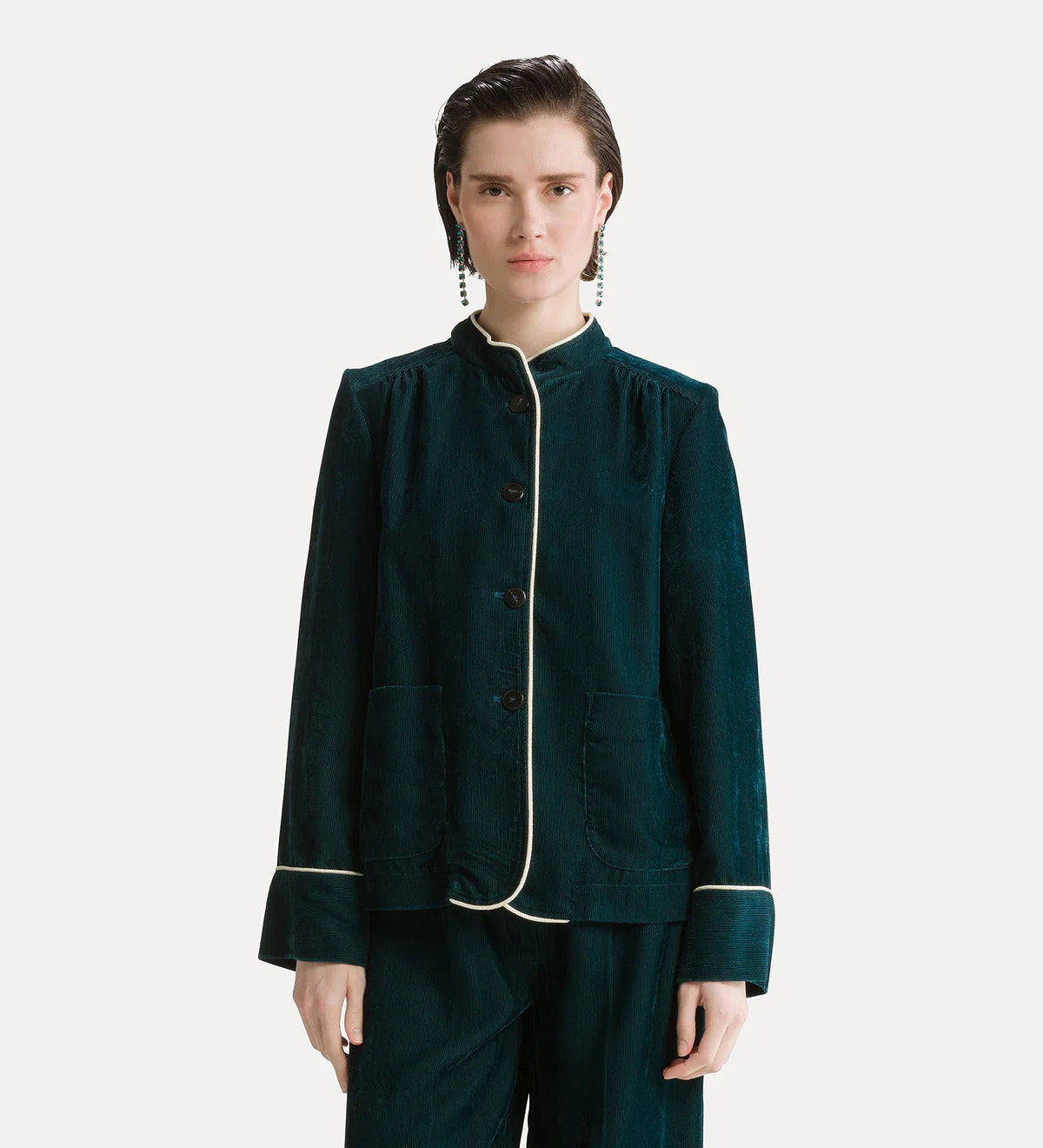 Fluid Ribbed Velvet Tang Jacket