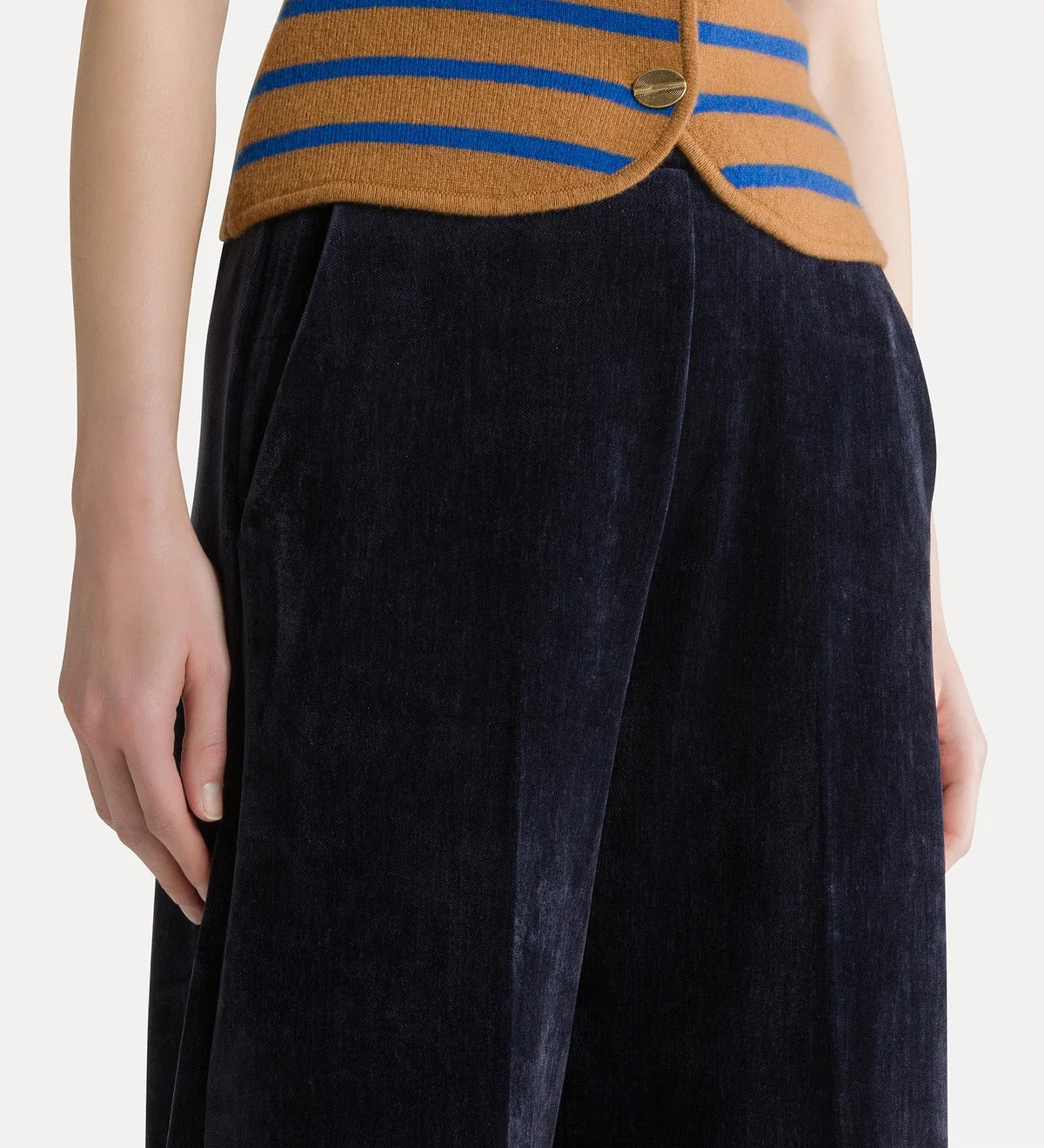 Double Twill Velvet High Waist Pants