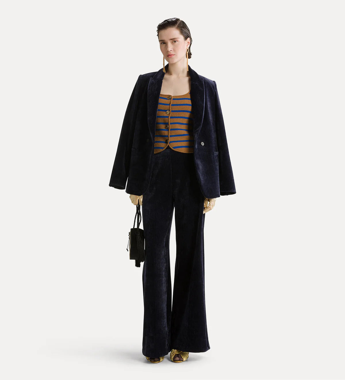 Double Twill Velvet High Waist Pants