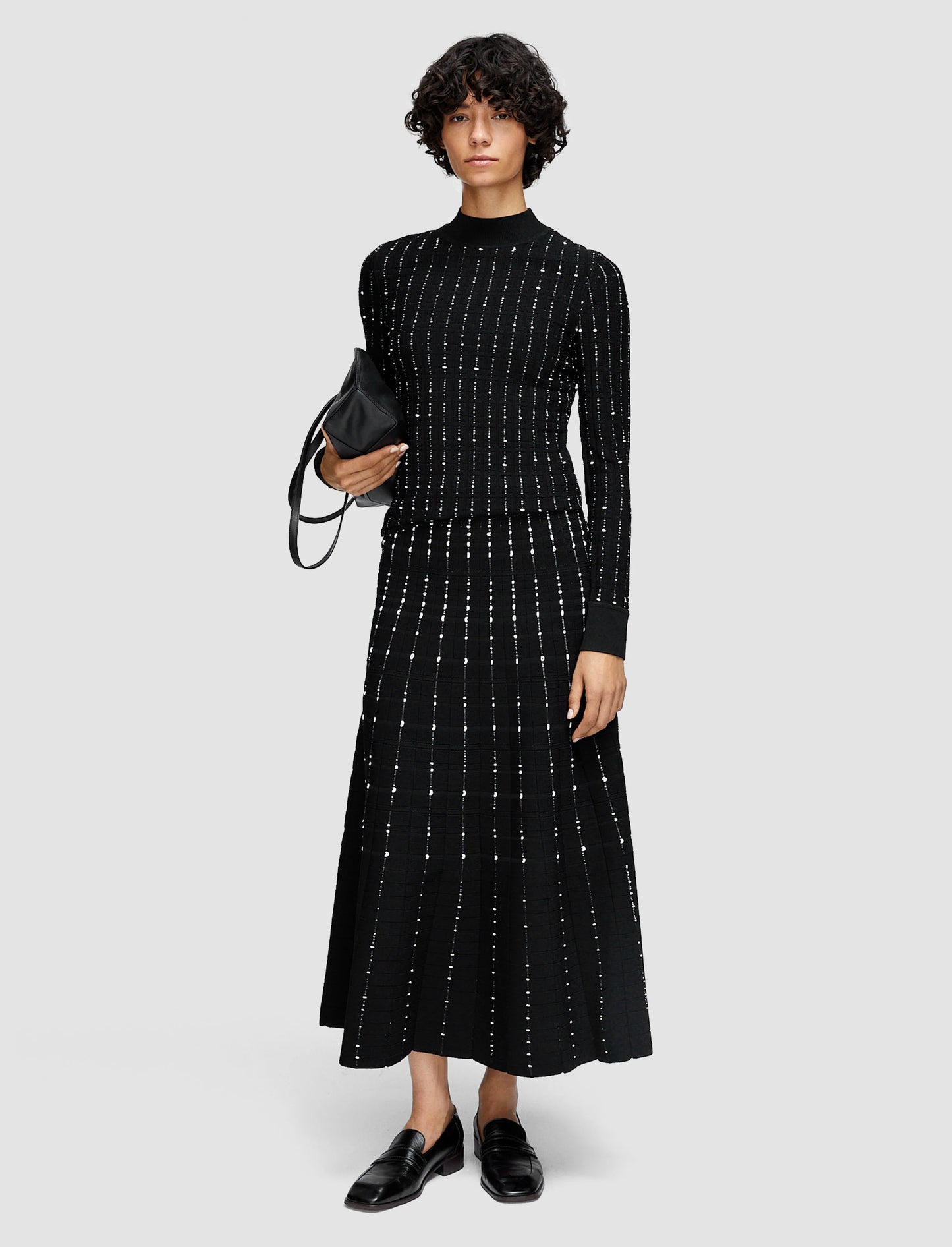 Fragmented Stripes Mock Neck Top