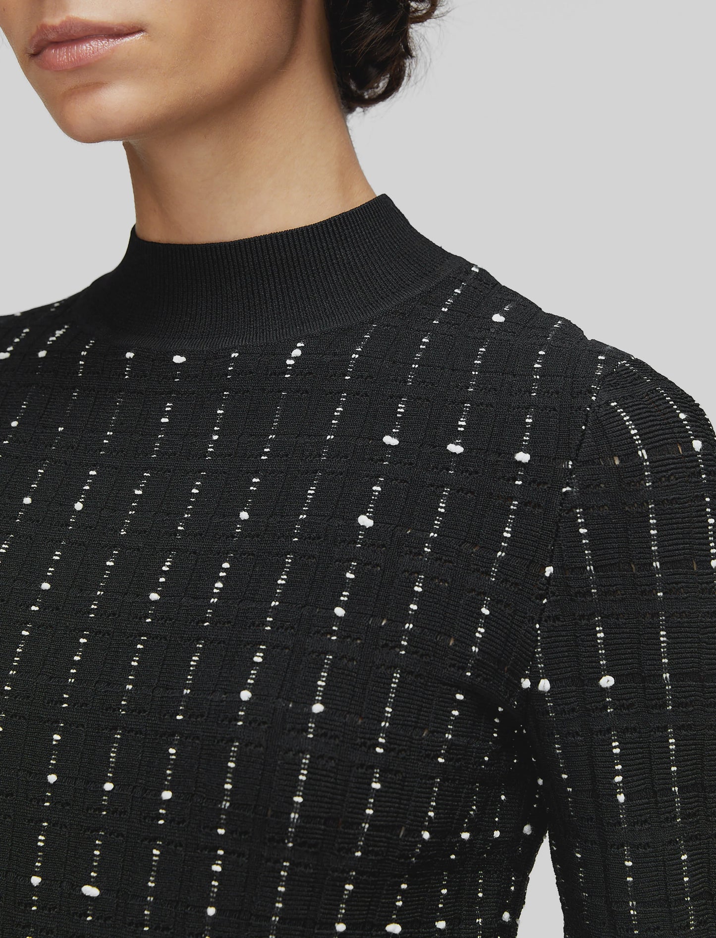 Fragmented Stripes Mock Neck Top