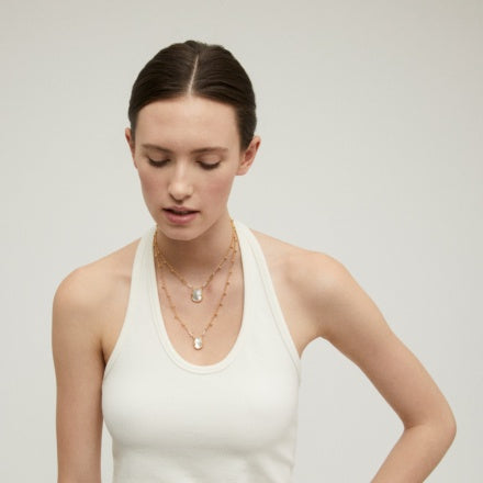 Ovo scapulaire necklace - White Mother-of-pearl