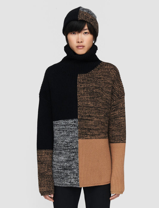 Merino Collage High Neck Jumper