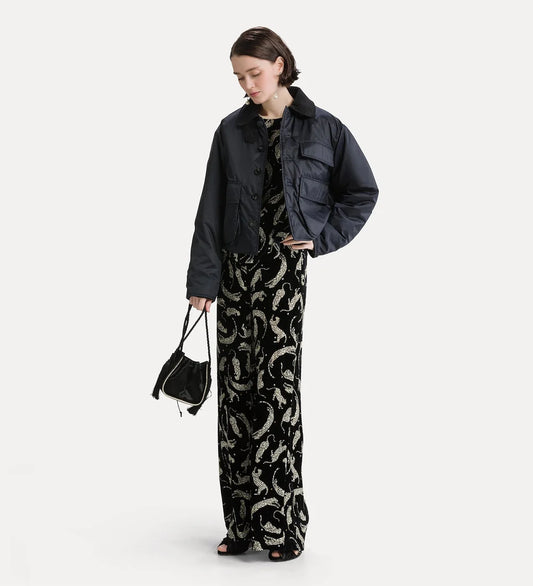 Royal Leopard Print Velvet Flat Front Pants