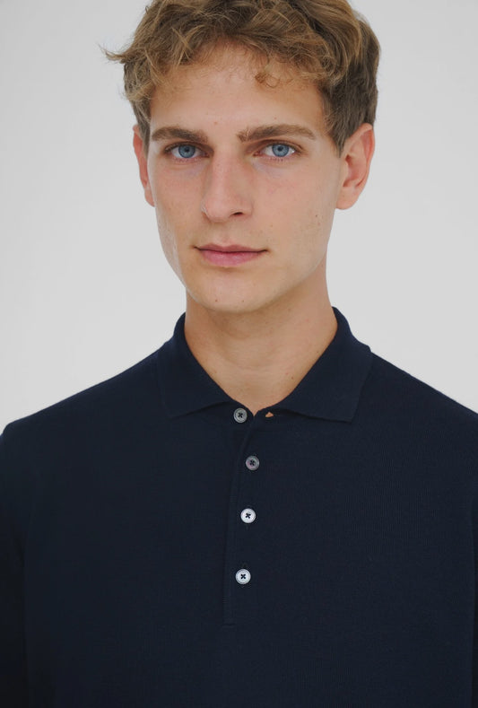 Tailored Knitted Polo Navy