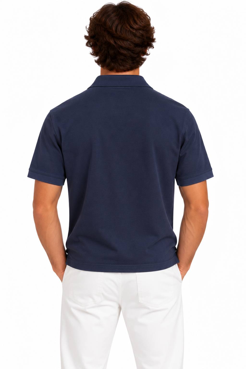 Gardeur Buttonless V-Neck Navy Polo