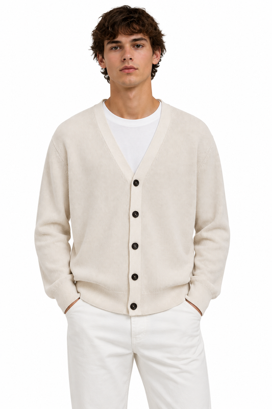Gardeur Beige Rib Cardigan