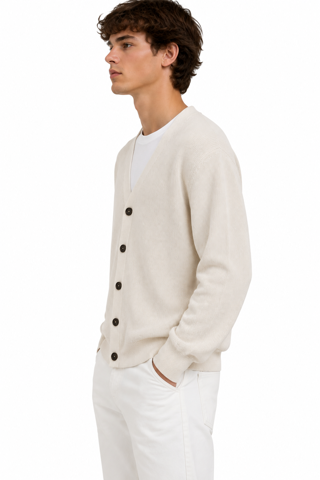 Gardeur Beige Rib Cardigan