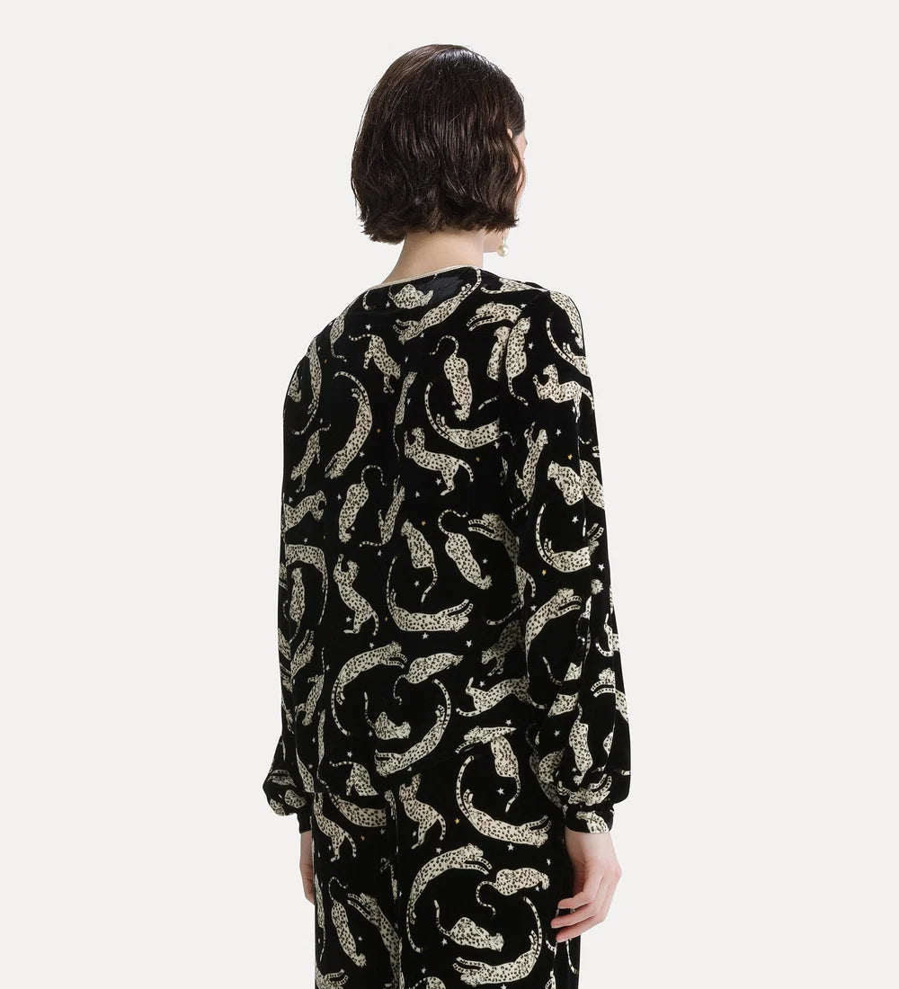 Royal Leapard Print Velvet Tang Top
