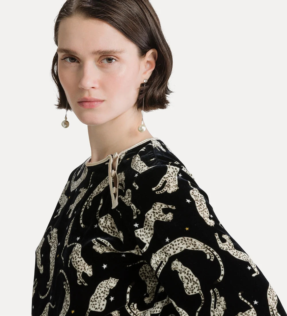Royal Leapard Print Velvet Tang Top