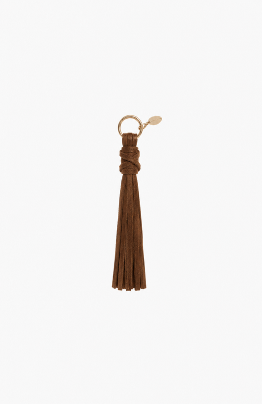 Bag Charm PomPon En Suede Brown