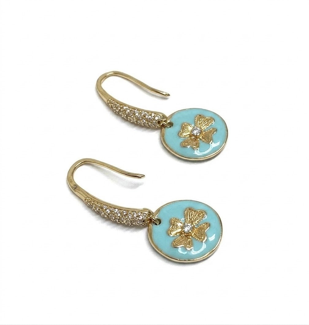 Yao Clover Enamel Earrings Gold-plated metal