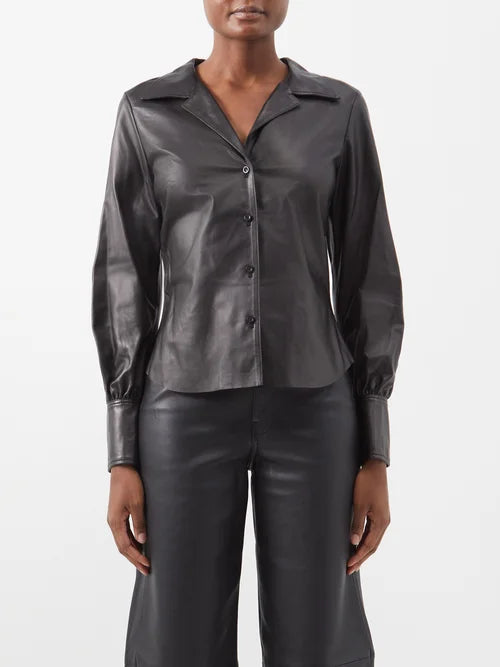 The Femme Leather Shirt- Black