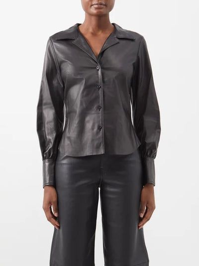 The Femme Leather Shirt- Black