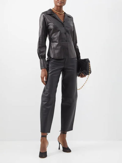 The Femme Leather Shirt- Black