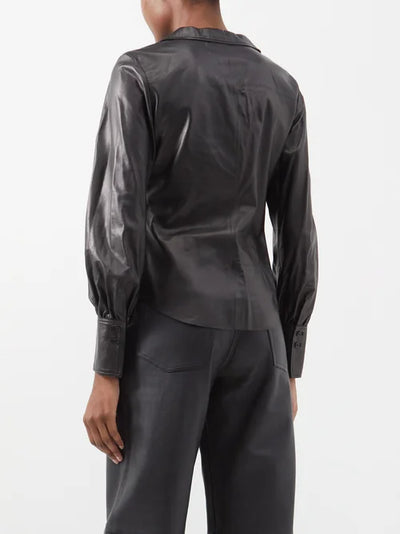 The Femme Leather Shirt- Black
