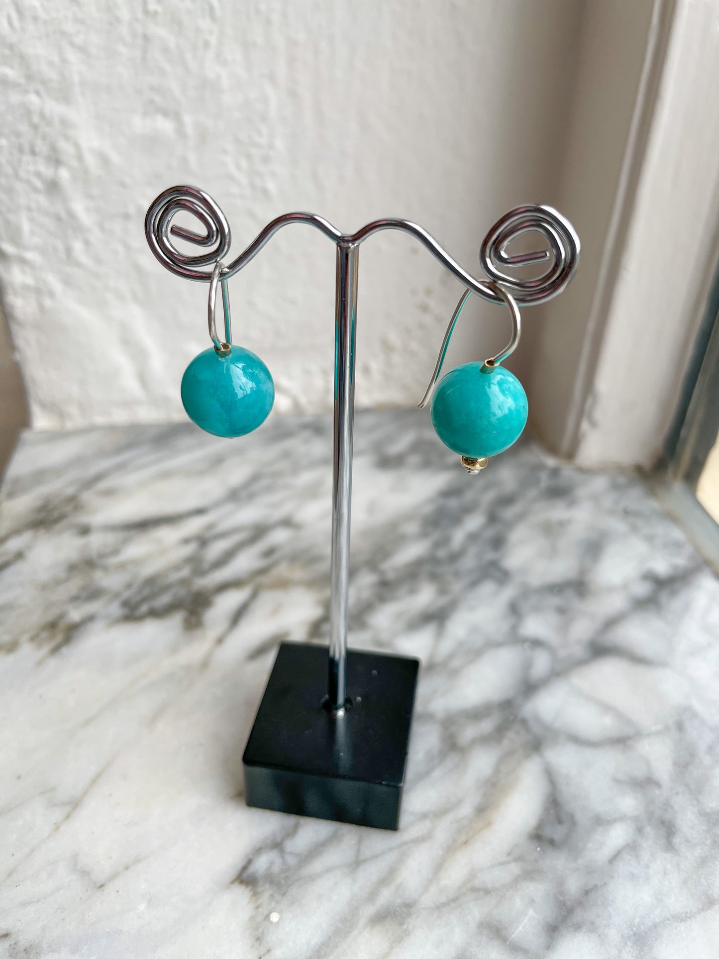 Ball Earrings - Amazonite