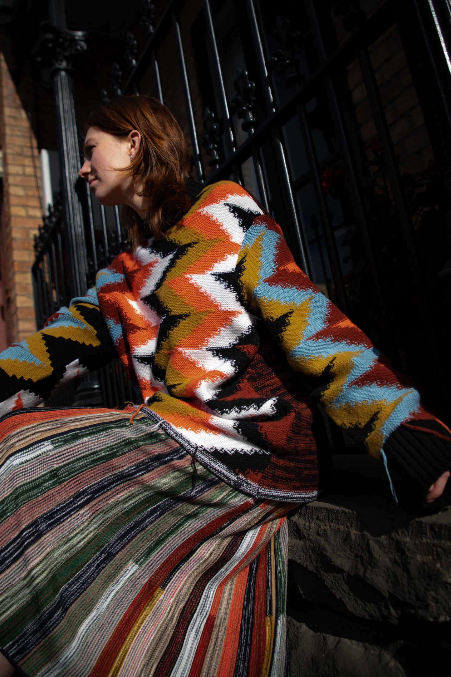 Patterned Crew Neck Jumper