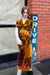 Plumage Velvet Multicolor Pleat Shoulder Dress