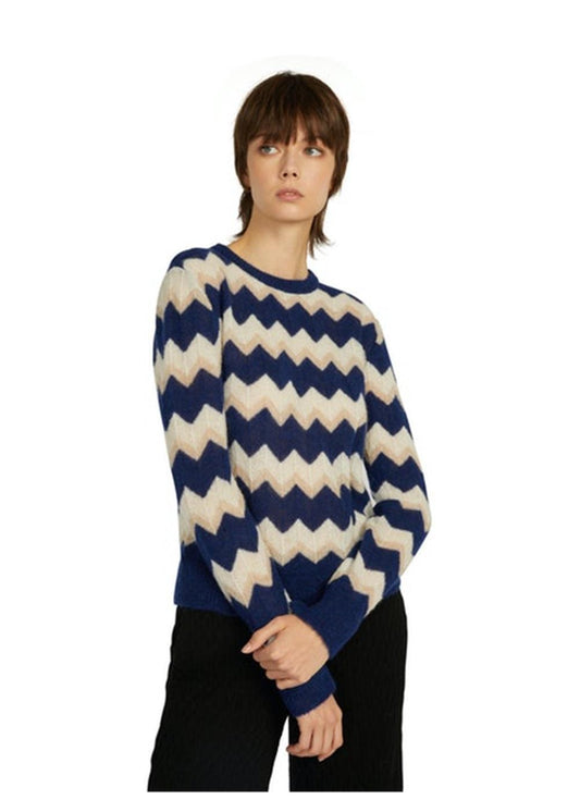 Zig Zag Sweater Blue / Cream