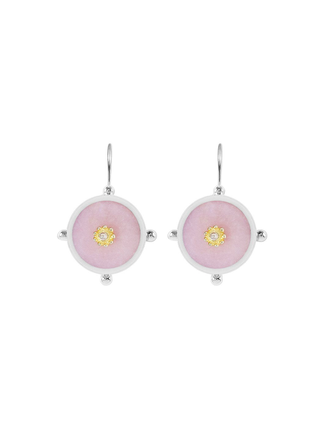 Button Earring Pink Opal