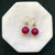 Double Ball Earrings Hot Pink/Crystal