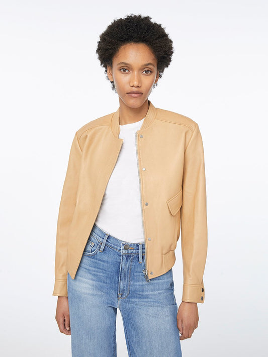 Leather Bomber Sand