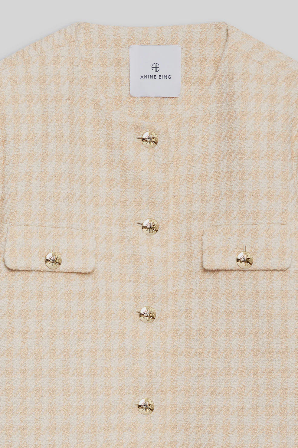 Janet Jacket Cream and Peach Houndstooth