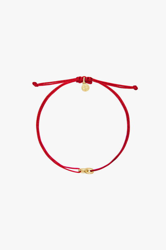 String Link Bracelet Red and Gold