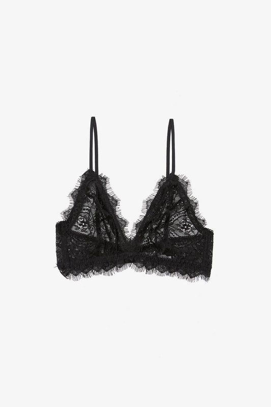 Lace Bra With Trim - Black