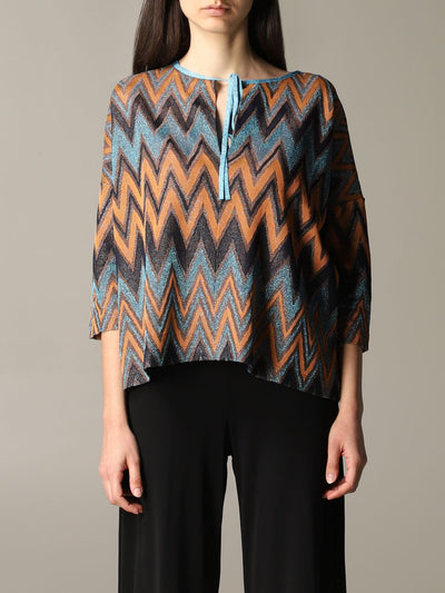 Chevron Lurex-Knit Blouse