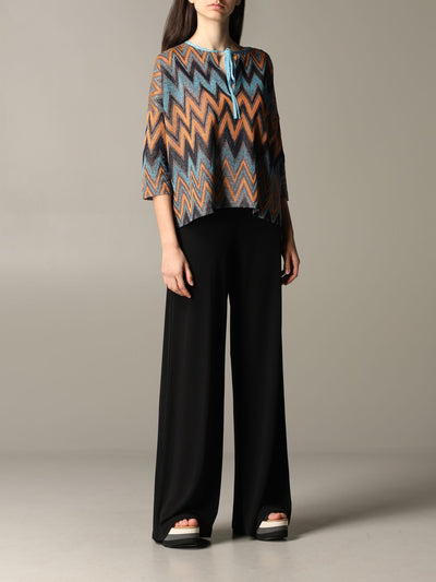 Chevron Lurex-Knit Blouse