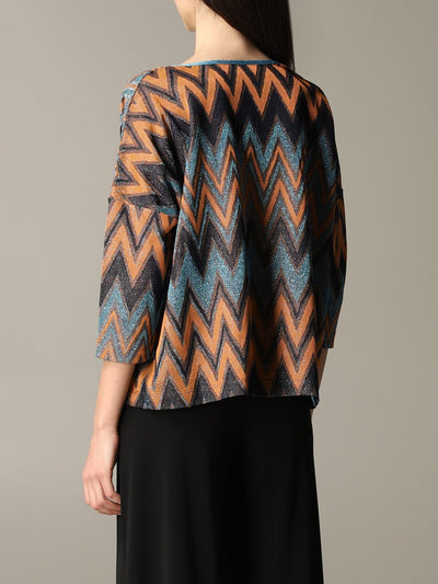 Chevron Lurex-Knit Blouse