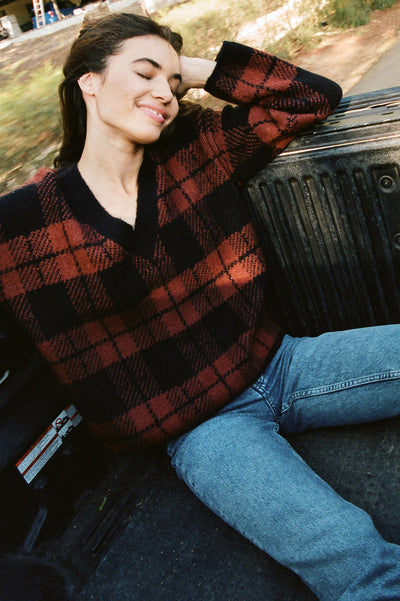 Colleen Rust Black Plaid Knit